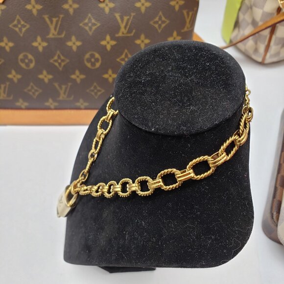 Authentic Louis Vuitton Lock & Key w/ Unbranded Gold Plated Gold Chain Necklace - Picture 12 of 12